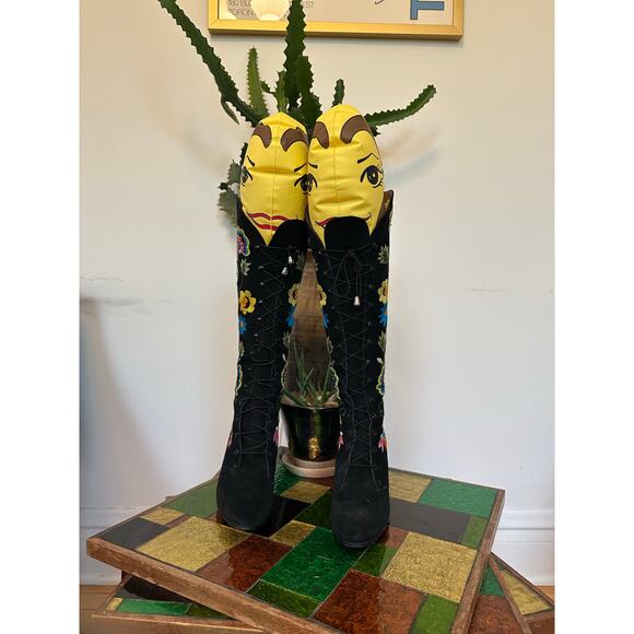 1970s 70s vintage floral embroidered gogo boots Jerry edouard enosis Greece 6 - Picture 10 of 10